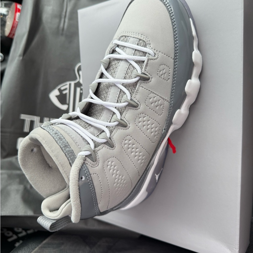 Gray and White High-Top Sneakers - Picture 3 of 6